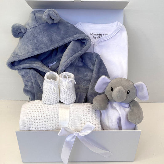 EDDIE- Dusky blue dressing gown and comforter gift box