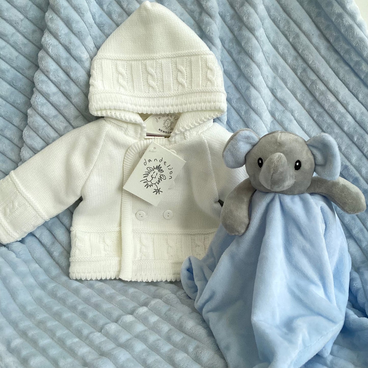 MASON- Dandelion designer white knitted jacket and onesie gift box