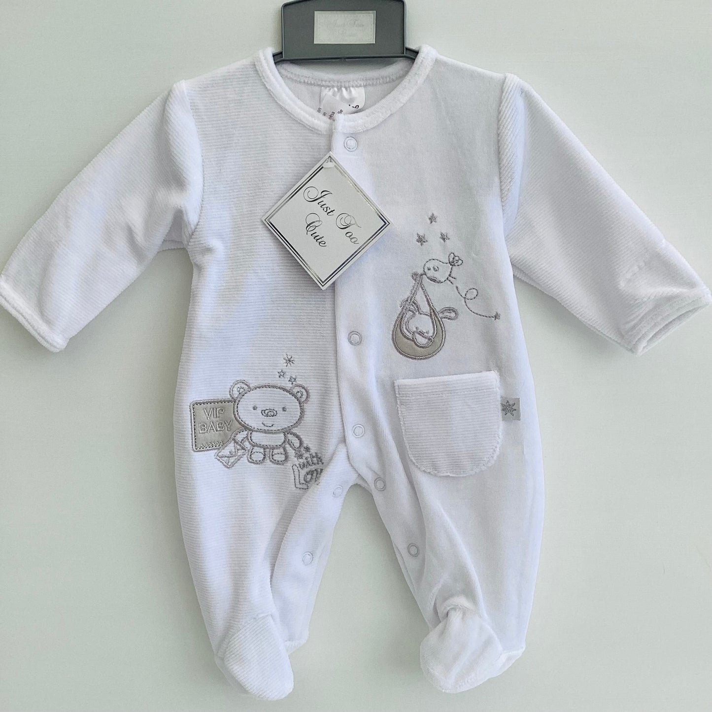 ‘Just too cute’ velour onsie