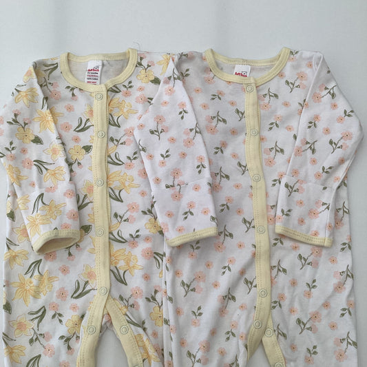 Lemon twin pack floral sleepsuits