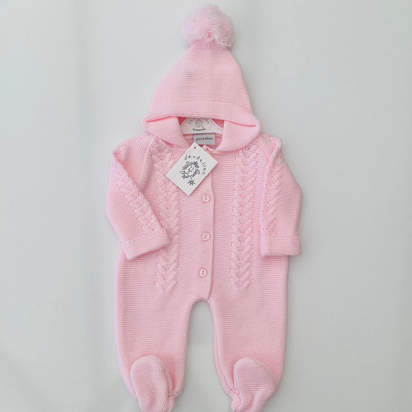 Dandelion pink luxury knitted pram suit