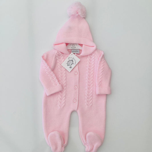 Dandelion pink luxury knitted pram suit