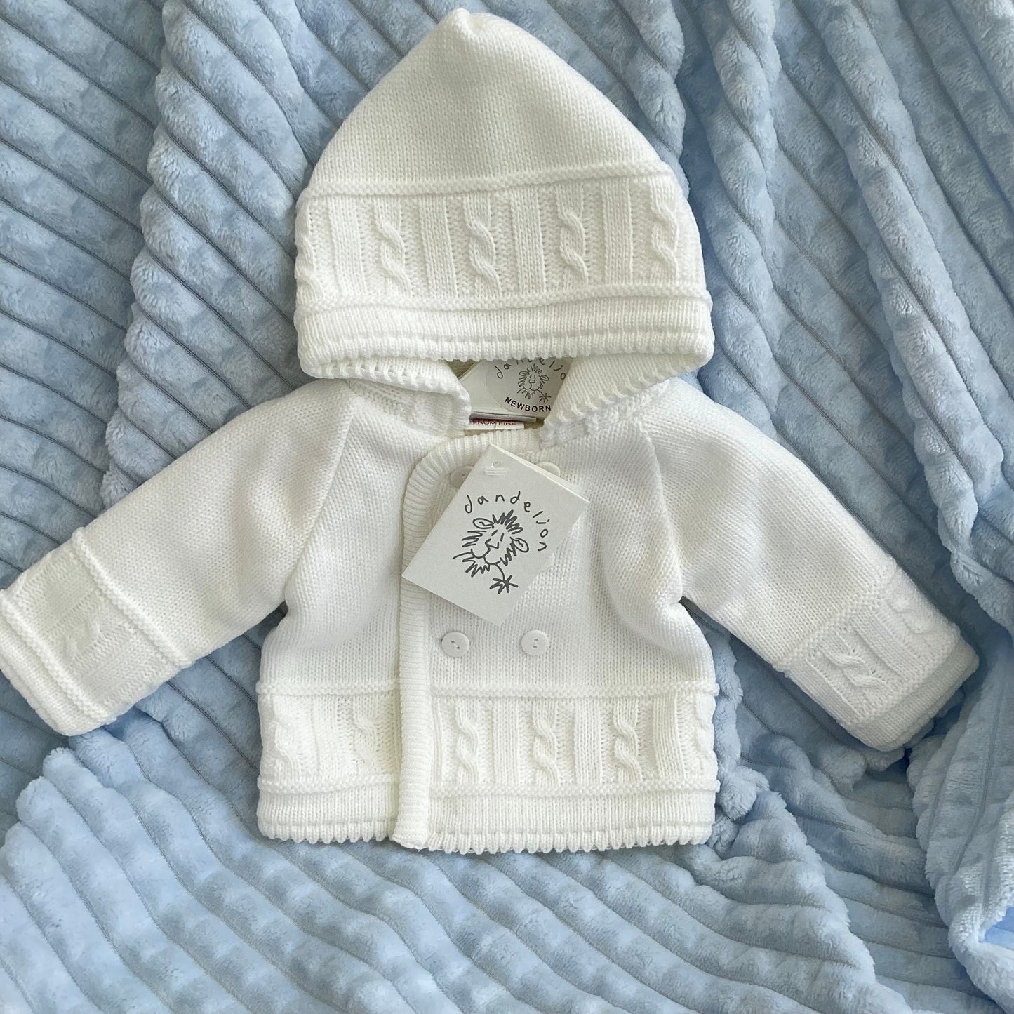 MASON-  Dandelion designer white knitted jacket and onesie gift box