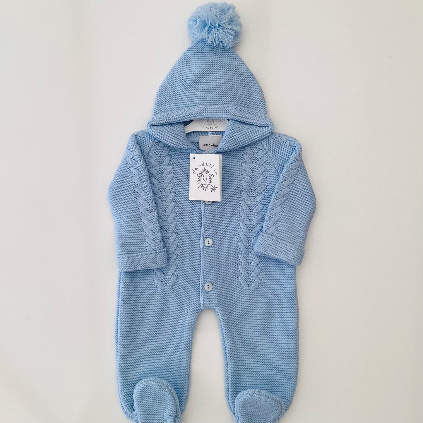 Dandelion blue luxury knitted pram suit