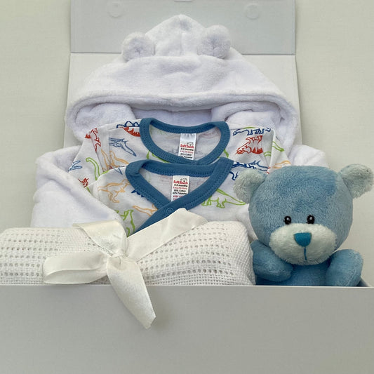 DAWSON - Blue dinosaur and cosy dressing gown gift box